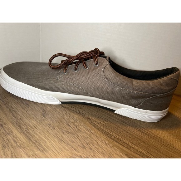 Polo Ralph Lauren Men's Canvas Sneakers Gray Lace Up Casual Preppy Shoes Size 12 - Picture 5 of 9